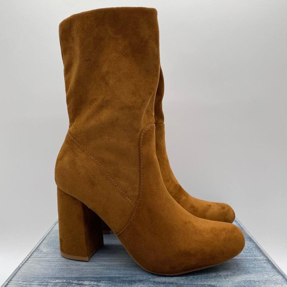 NEW Allegra K Women's Foldable Ankle Boots Brown Size 6.5
